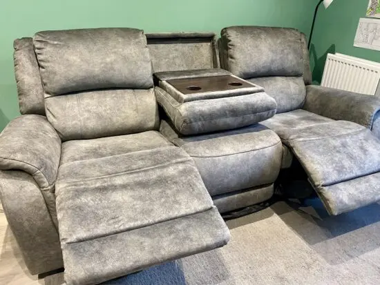 DFS Dylan power recliner grey 3 seater sofa