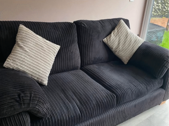 Black corduroy 3 seat sofa