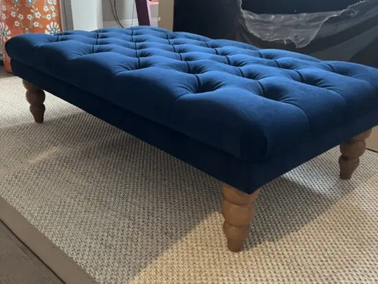 Blue Velvet Footstool