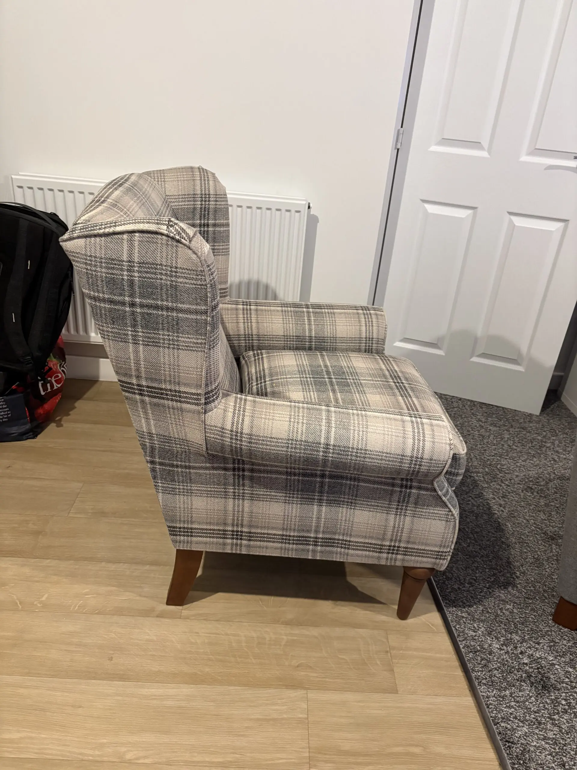 Tweedy Check Kildare Grey Sherlock Highback Armchair