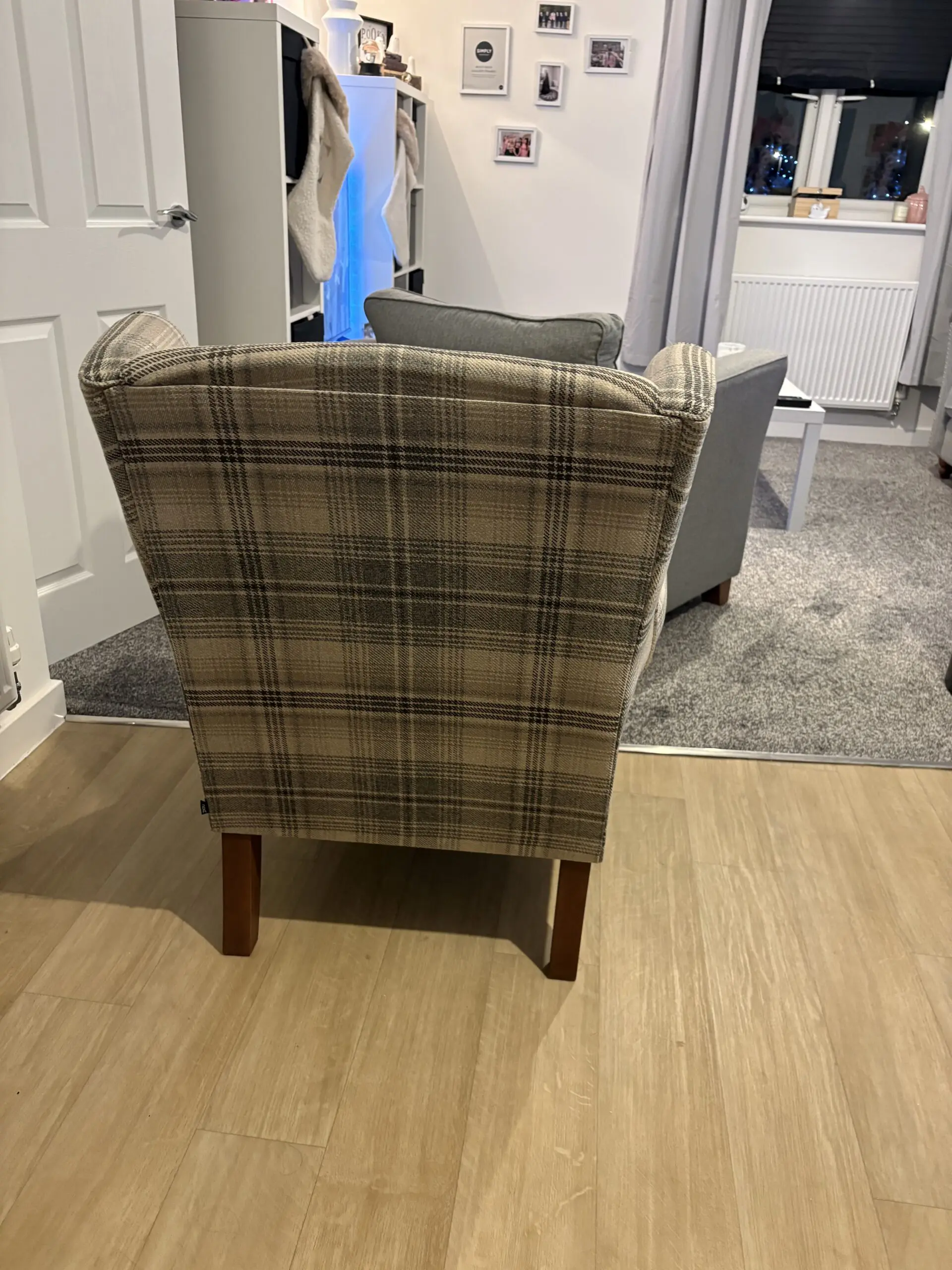 Tweedy Check Kildare Grey Sherlock Highback Armchair
