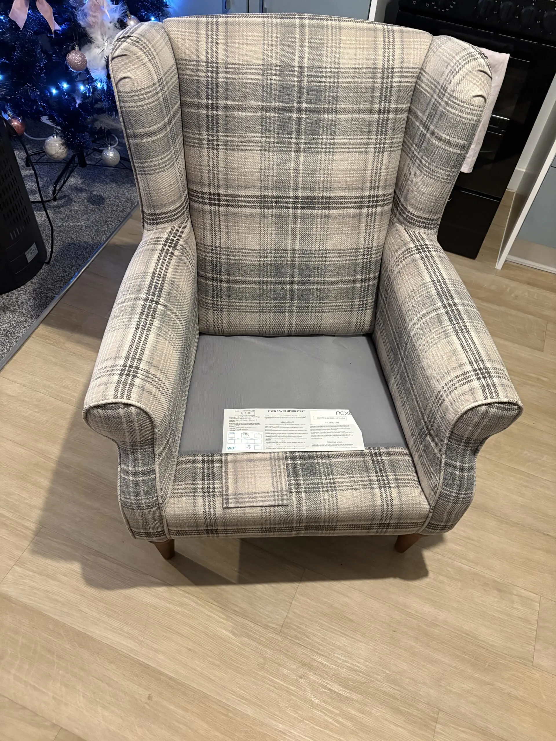 Tweedy Check Kildare Grey Sherlock Highback Armchair