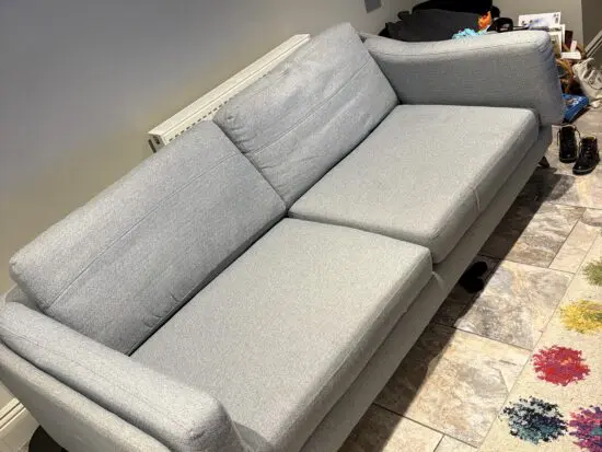 DFS grey / blue 3/4 seater sofa