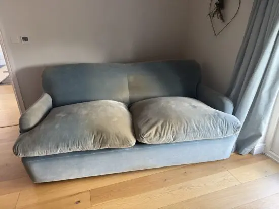 Loaf Large Pudding Sofa Bed in Chalky Blue Velvet with Mattress