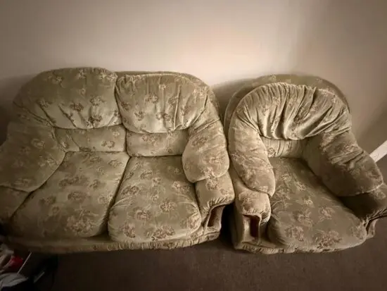 Green - One two Seater Sofa + One Single Seat Sofa