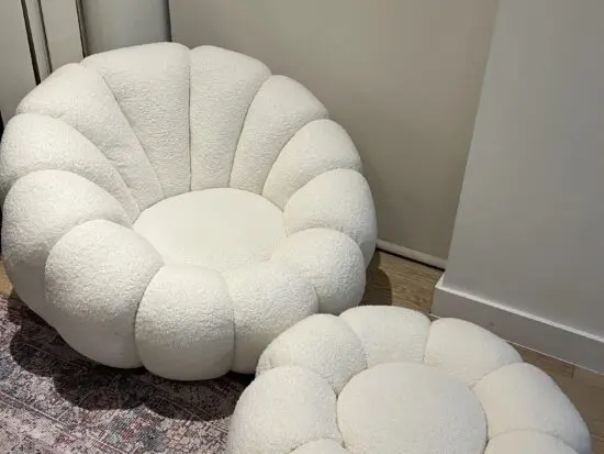 wayfair white teddy swivel chair with footstool