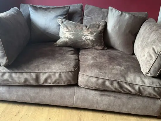 Sofology Emperor sofa and footstool in colour Espresso