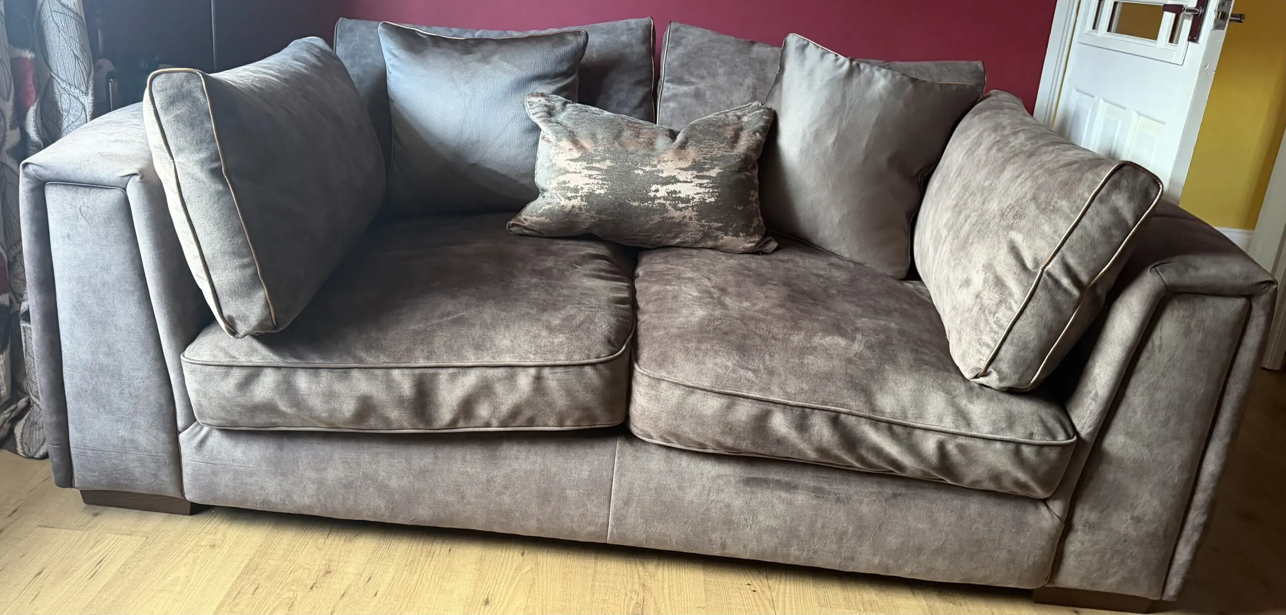 Sofology Emperor sofa and footstool in colour Espresso