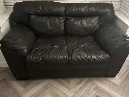 DFS Dark Chocolate Leather Sofa Set - 2 x 2 seater and 1 x armchair