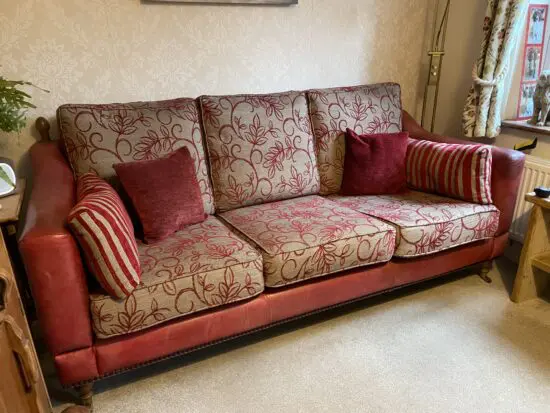 Beautiful fabric & leather large sofa