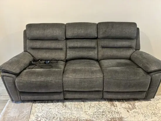 DFS - Resilience Lawson - 3 seater power recliner with table and light - grey