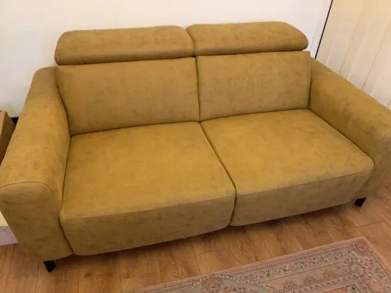 Home sweet home 2setter mustard faux suede sofa