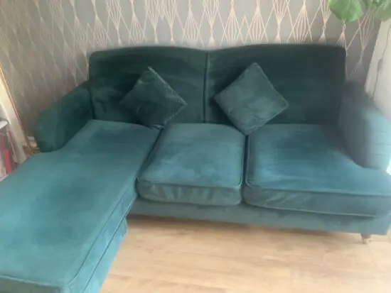 Emerald Green right/Left facing three seater chaise