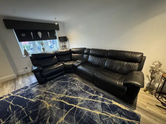 DFS Lucius Black Club Leather Corner Sofa