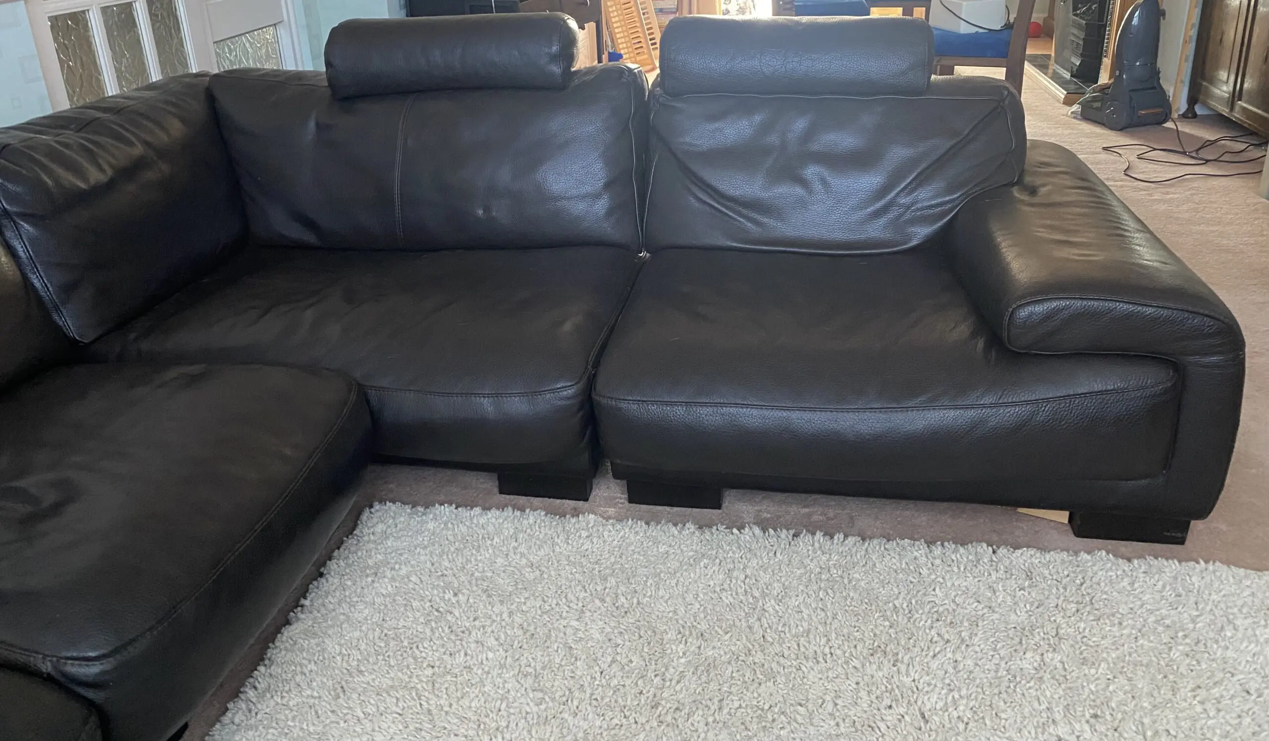 John Lewis Brown Leather Corner Sofa