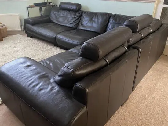 John Lewis Brown Leather Corner Sofa