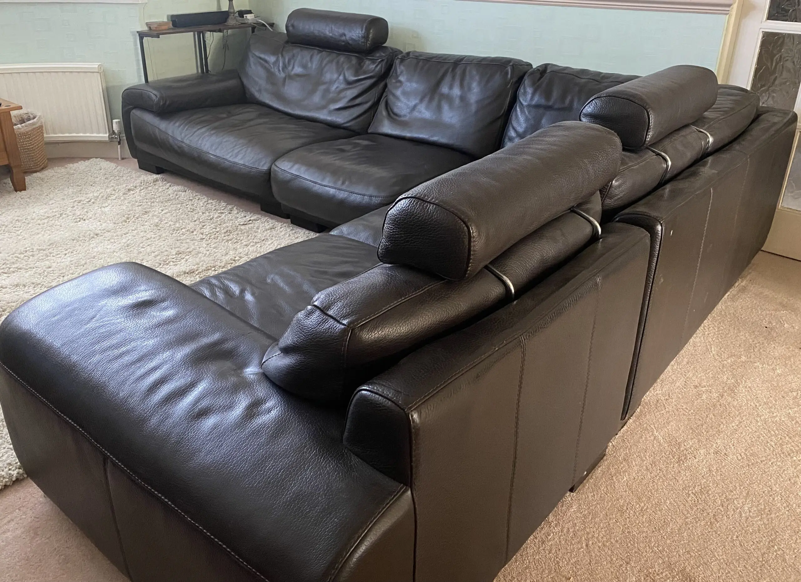 John Lewis Brown Leather Corner Sofa