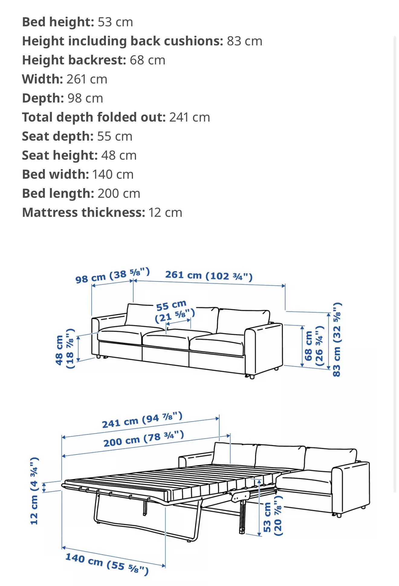 VIMLE 3-seat sofa-bed, Gunnared beige