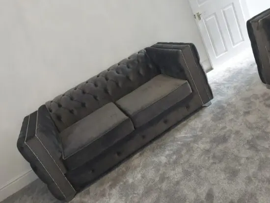Grey 3 seater chesterfield sofa