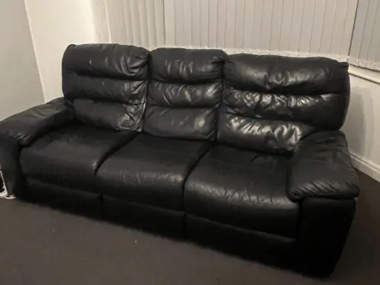 Black Leather 3 Electric Reclining Sofa