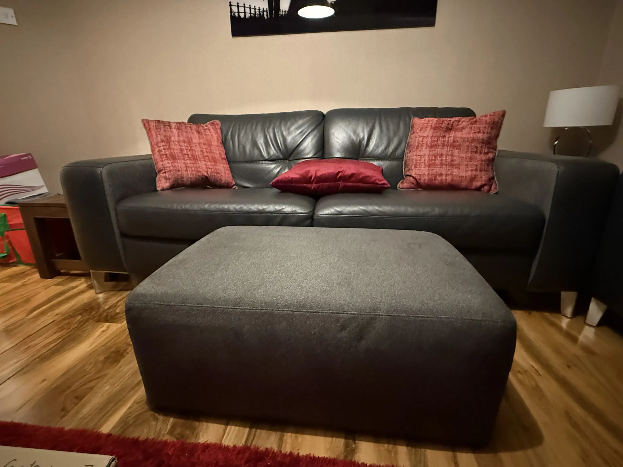 Sofology Charcoal ‘Florence’ 3-piece sofa suite & footstool