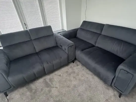 Dark grey DFS reclining sofa set