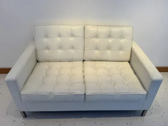 2 seat sofa in real leather - white