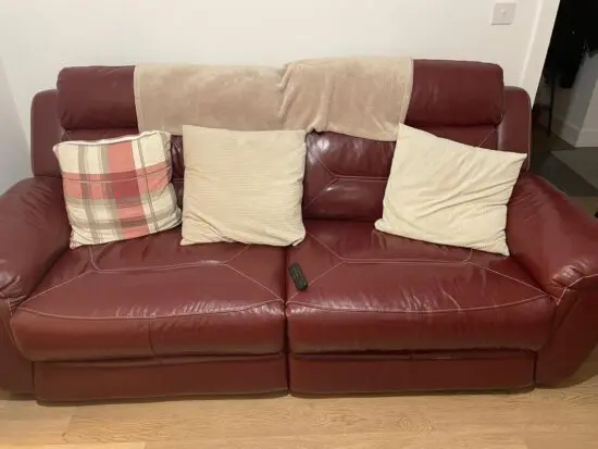 DFS maroon colour sofas