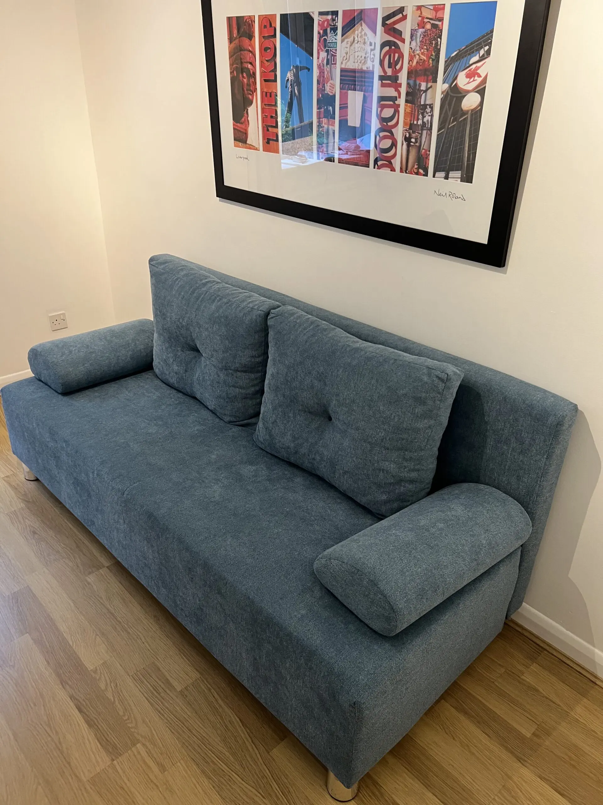 New brilliant blue storage sofa bed for sale