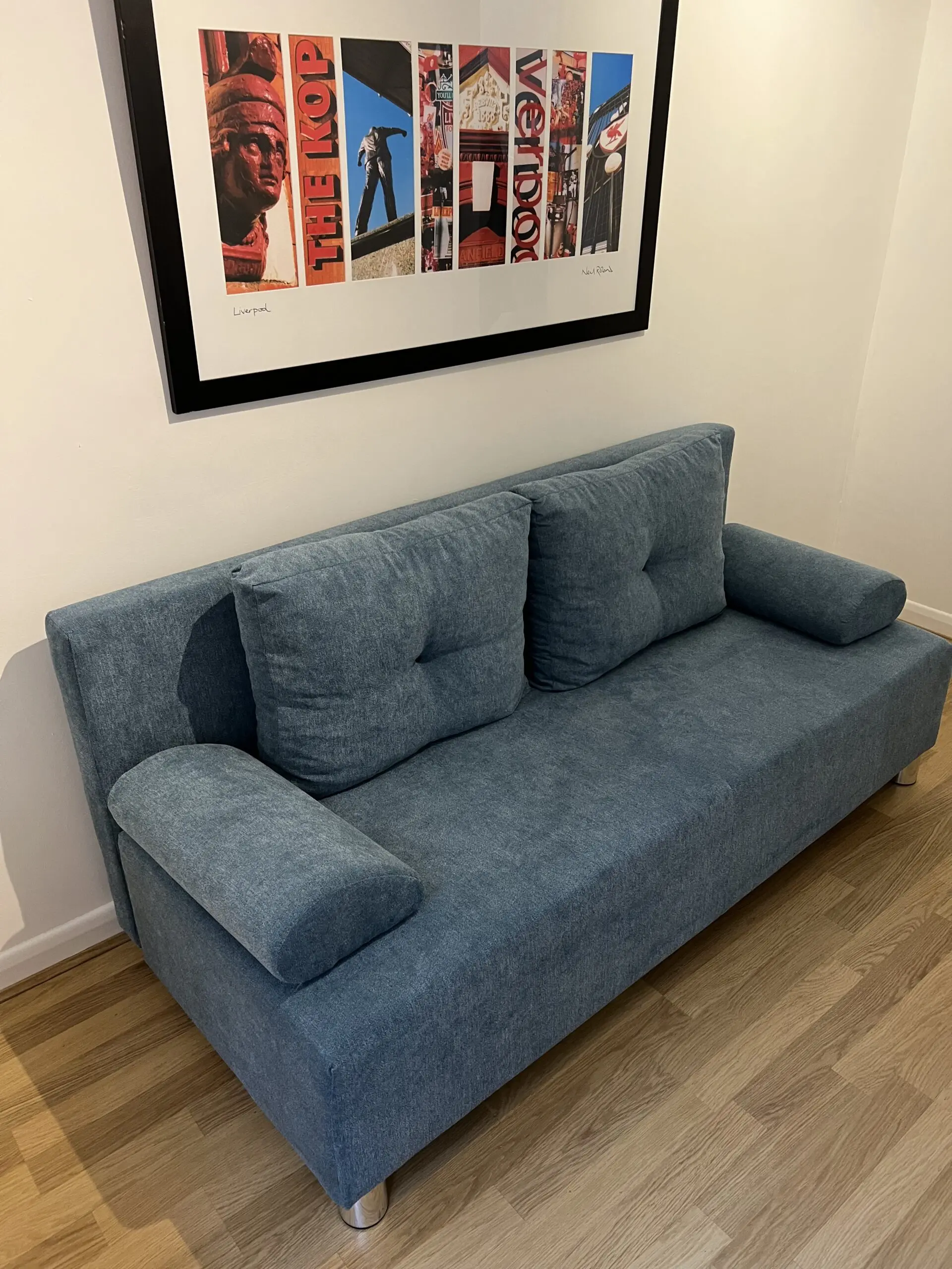 New brilliant blue storage sofa bed for sale