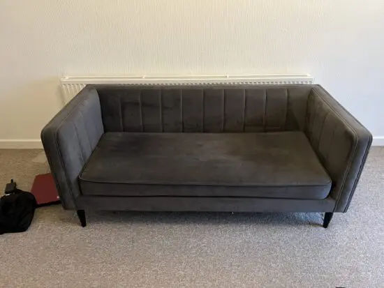 Grey 3 seater velvet sofa