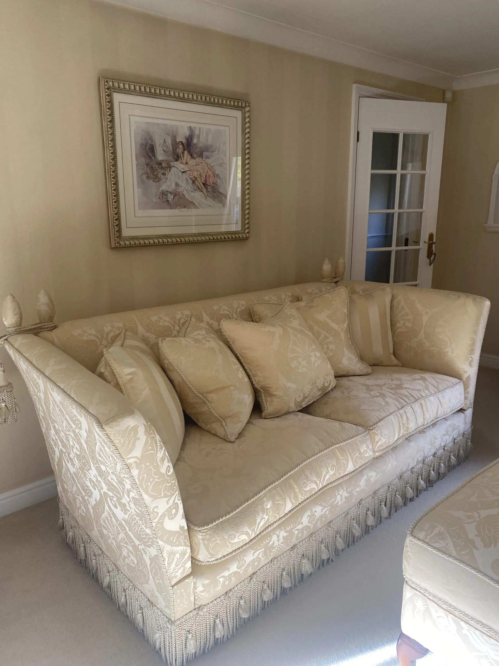 Parker and Farr Luxury Yellow/Beige Silk Sofa Set in Immaculate Condition