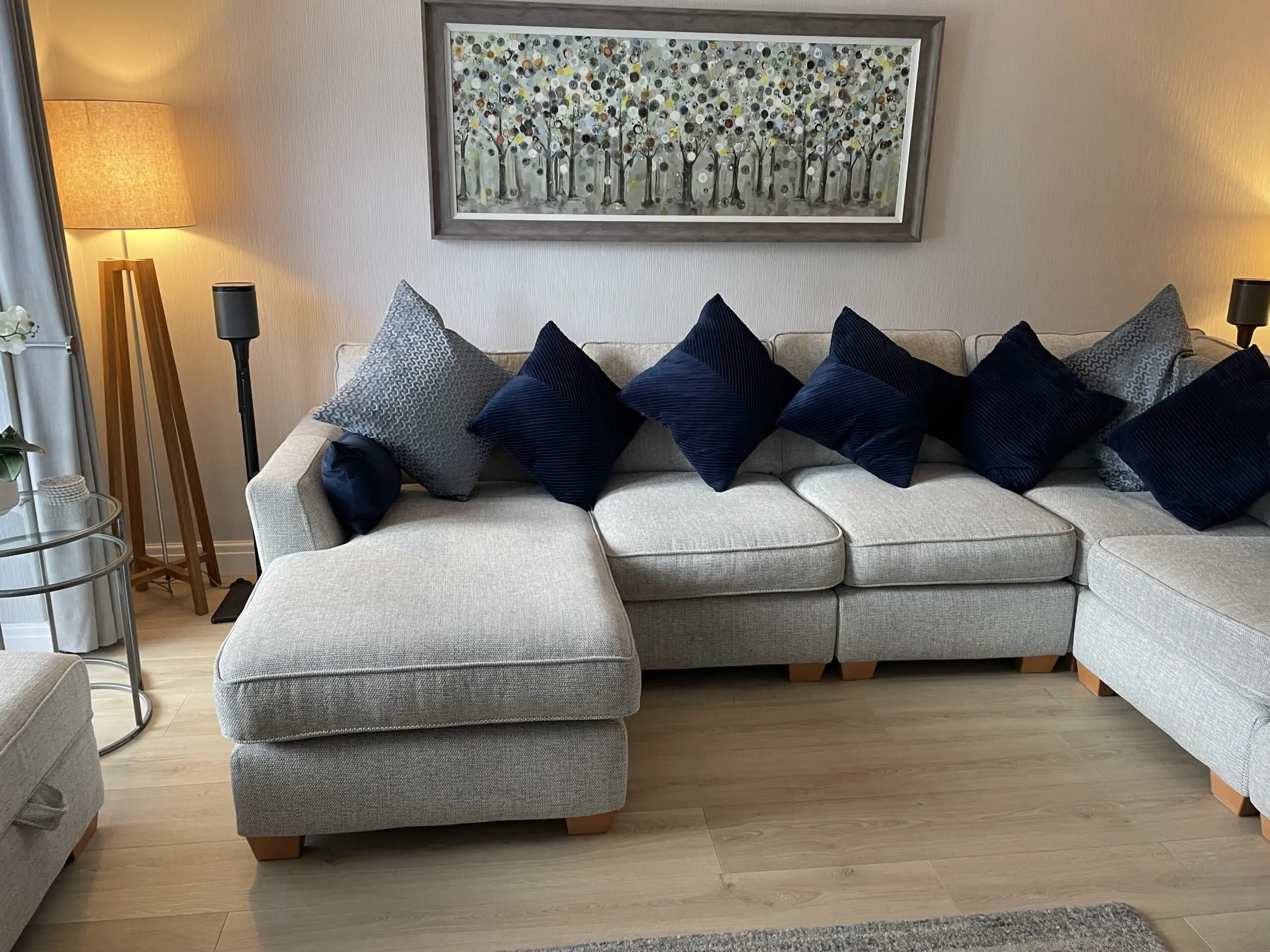 DFS Sofia corner suite with chaise and storage footstool