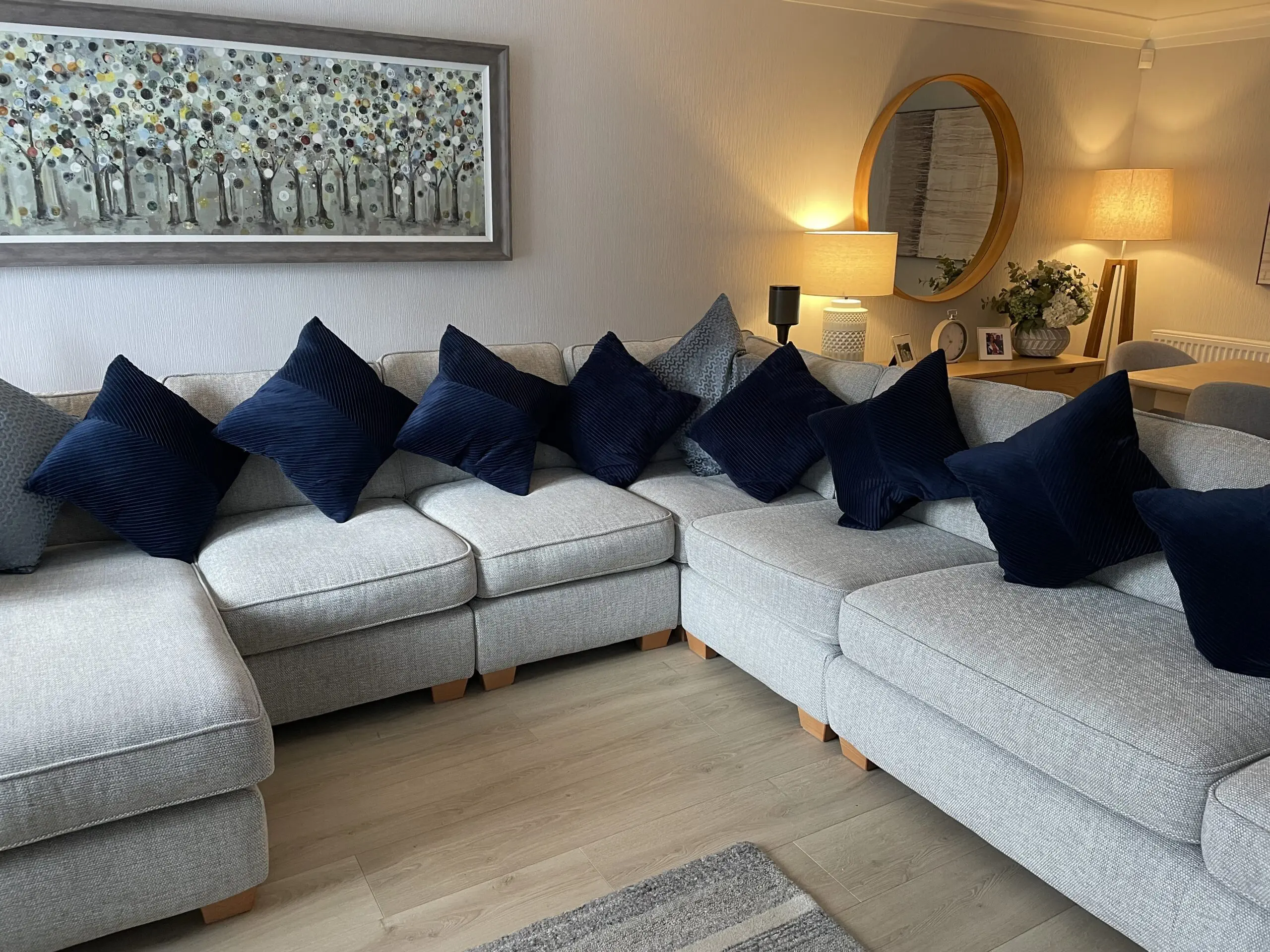 DFS Sofia corner suite with chaise and storage footstool