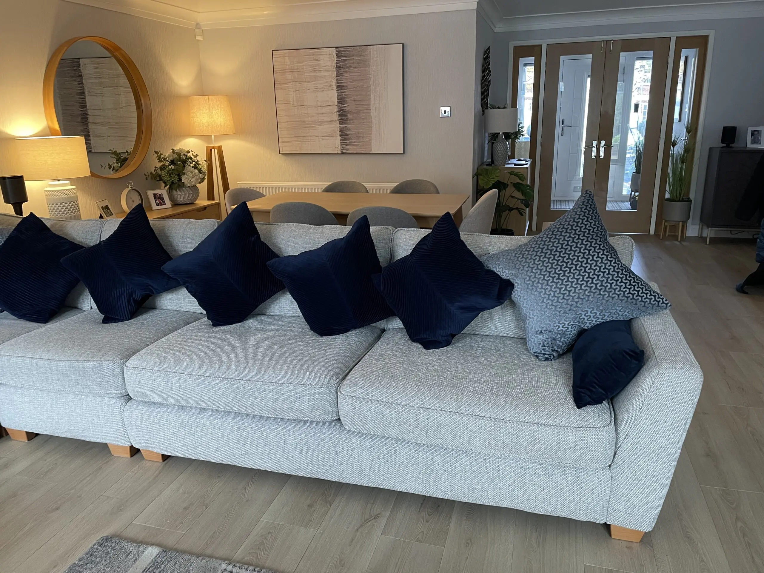 DFS Sofia corner suite with chaise and storage footstool