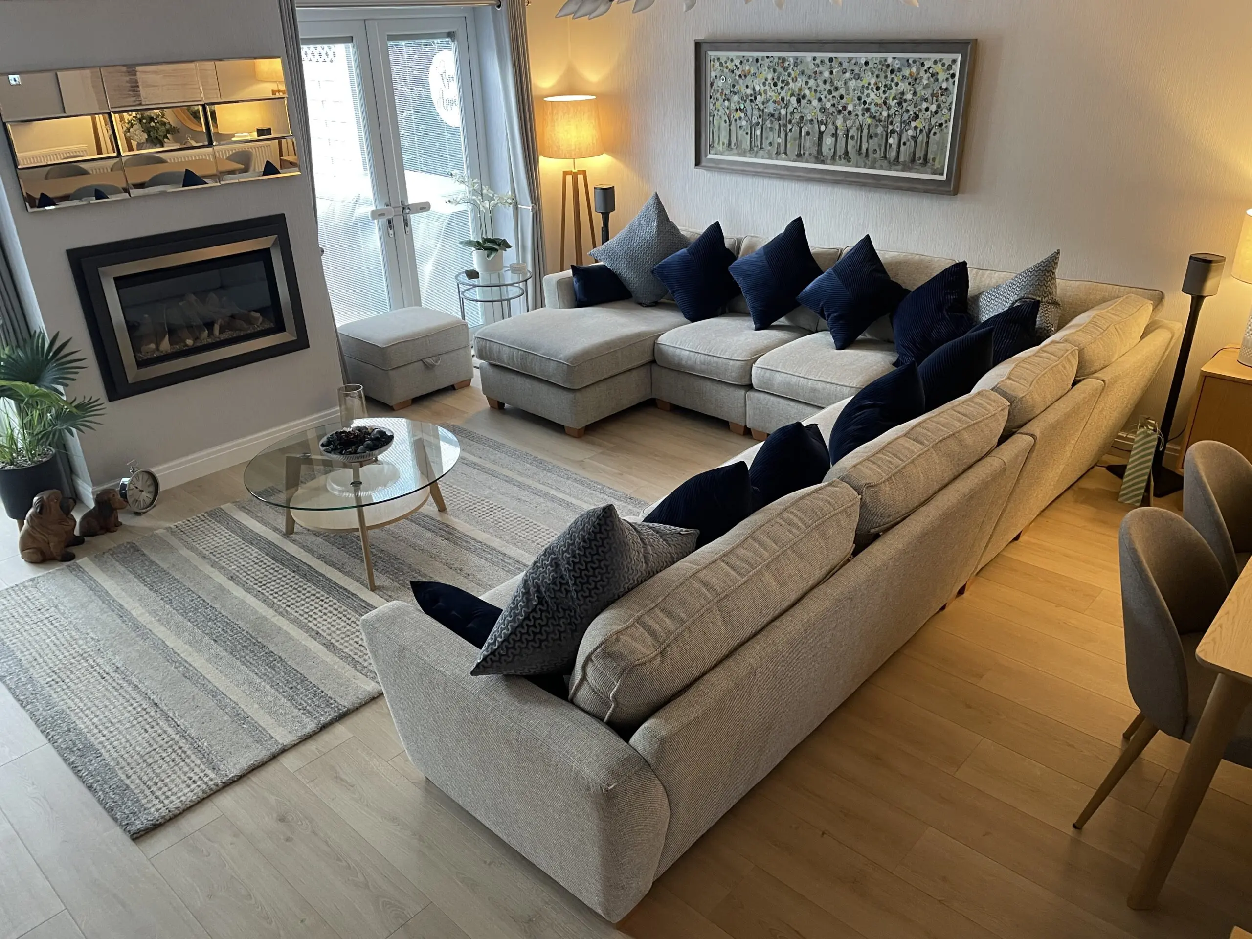 DFS Sofia corner suite with chaise and storage footstool