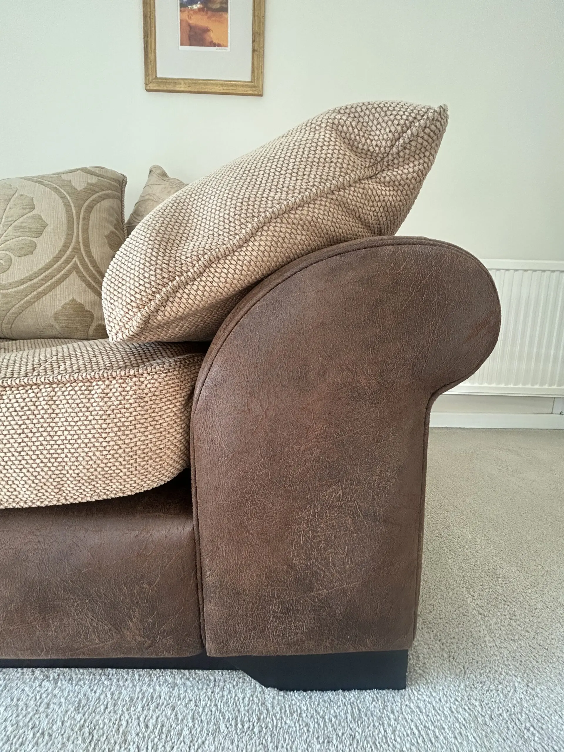 Large DFS Sofa Beige / Chocolate Brown
