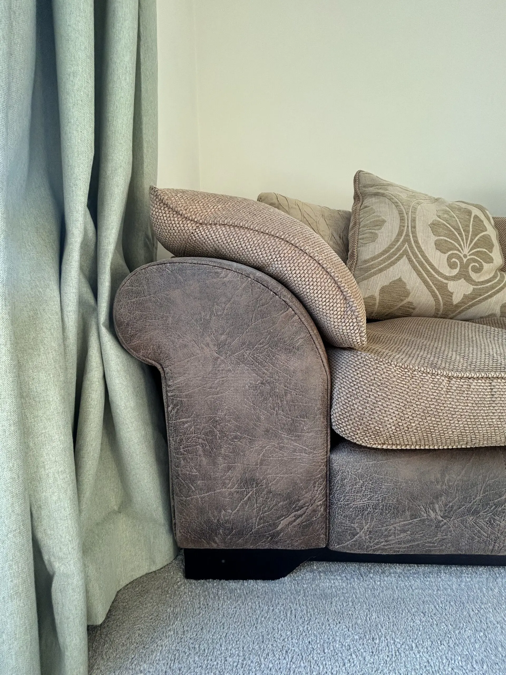 Large DFS Sofa Beige / Chocolate Brown