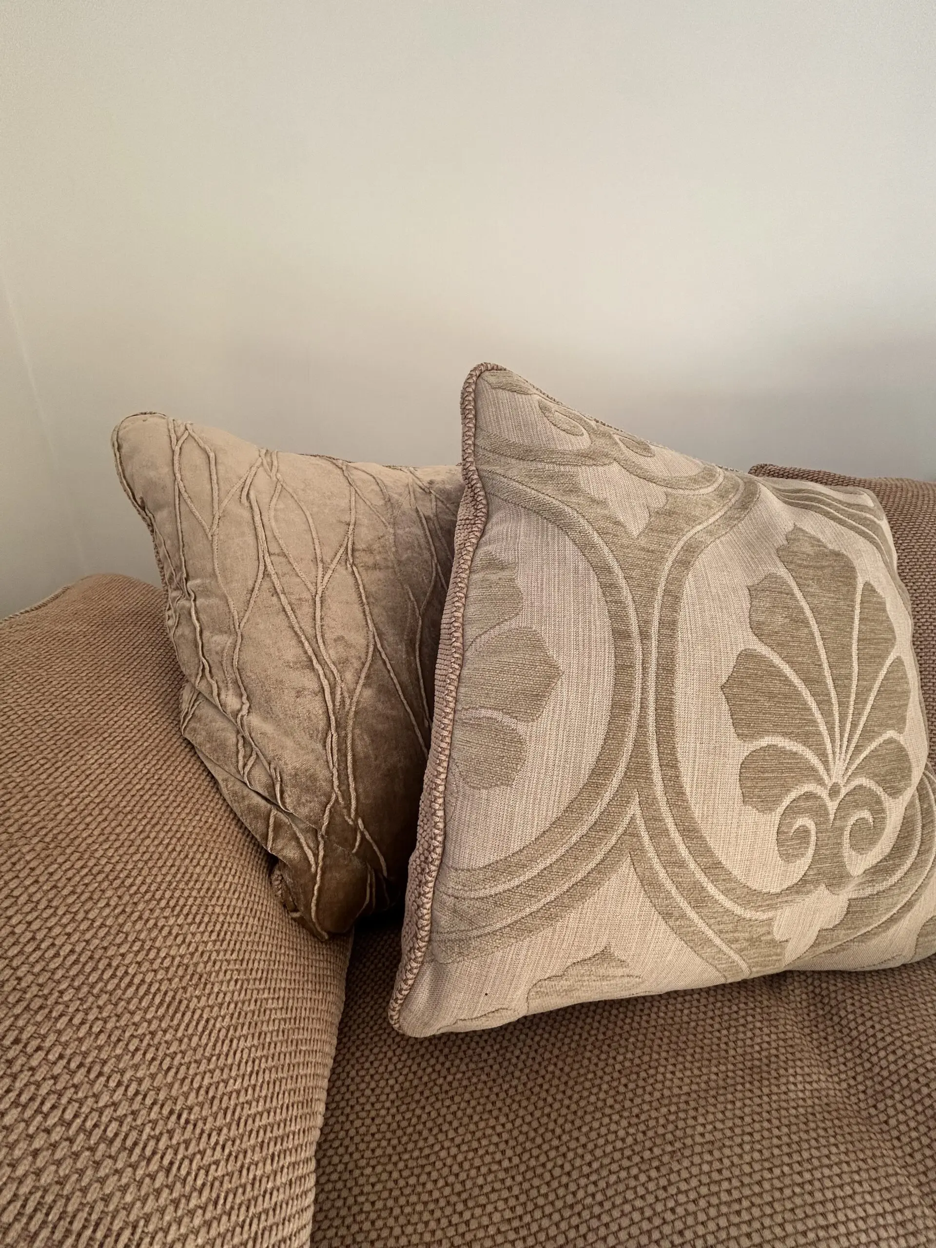 Large DFS Sofa Beige / Chocolate Brown