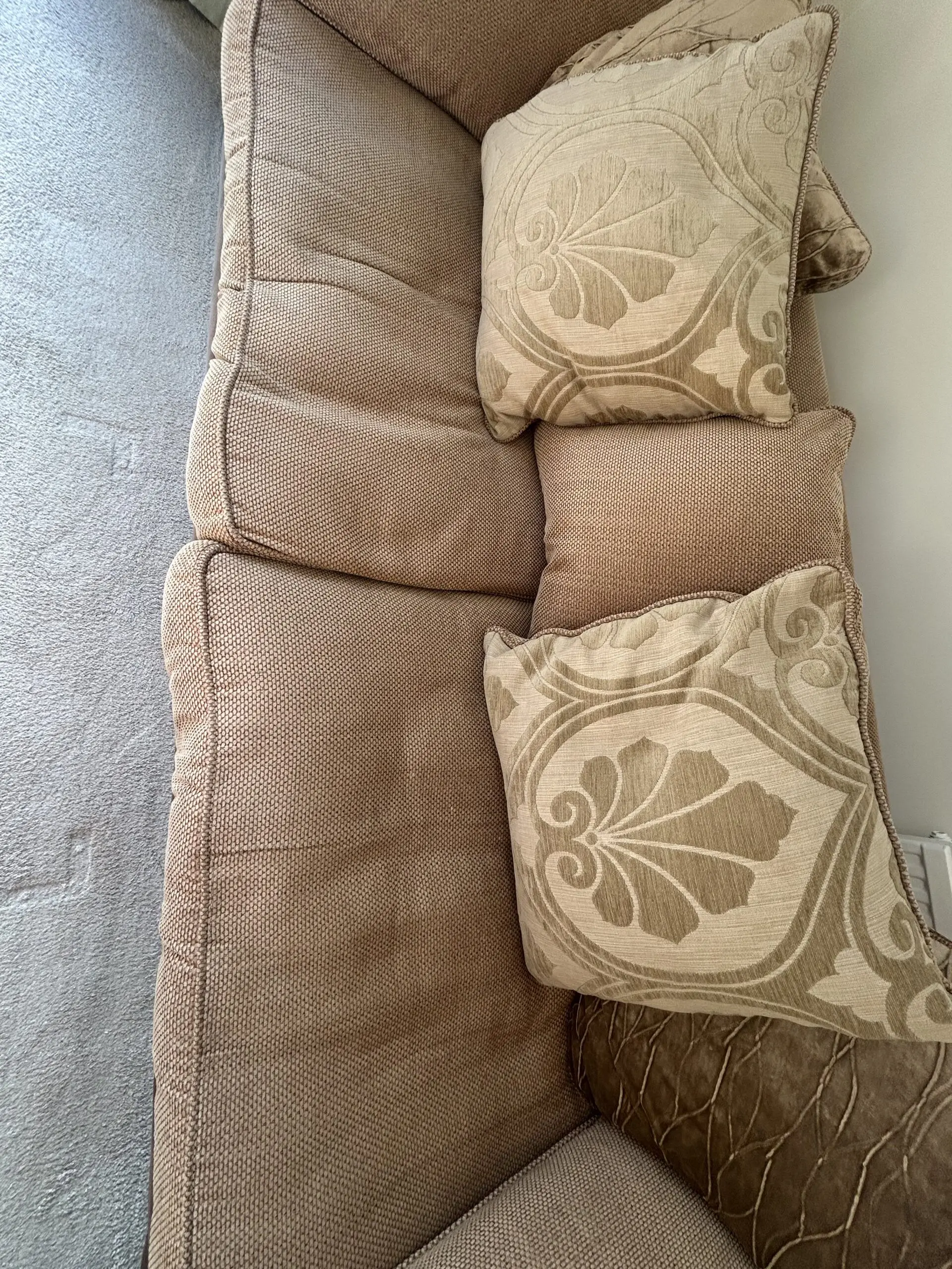 Large DFS Sofa Beige / Chocolate Brown