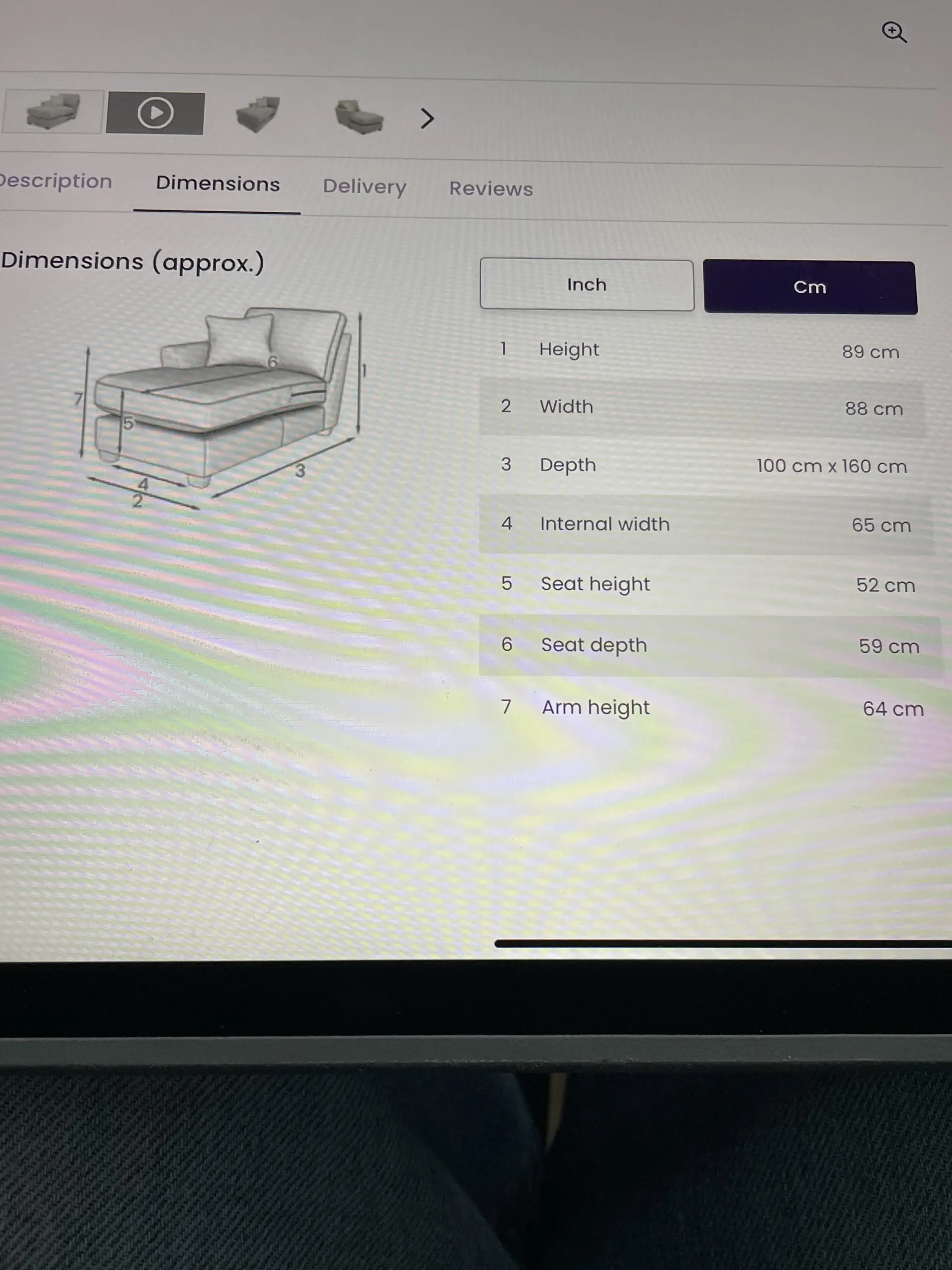 DFS Sofia corner suite with chaise and storage footstool