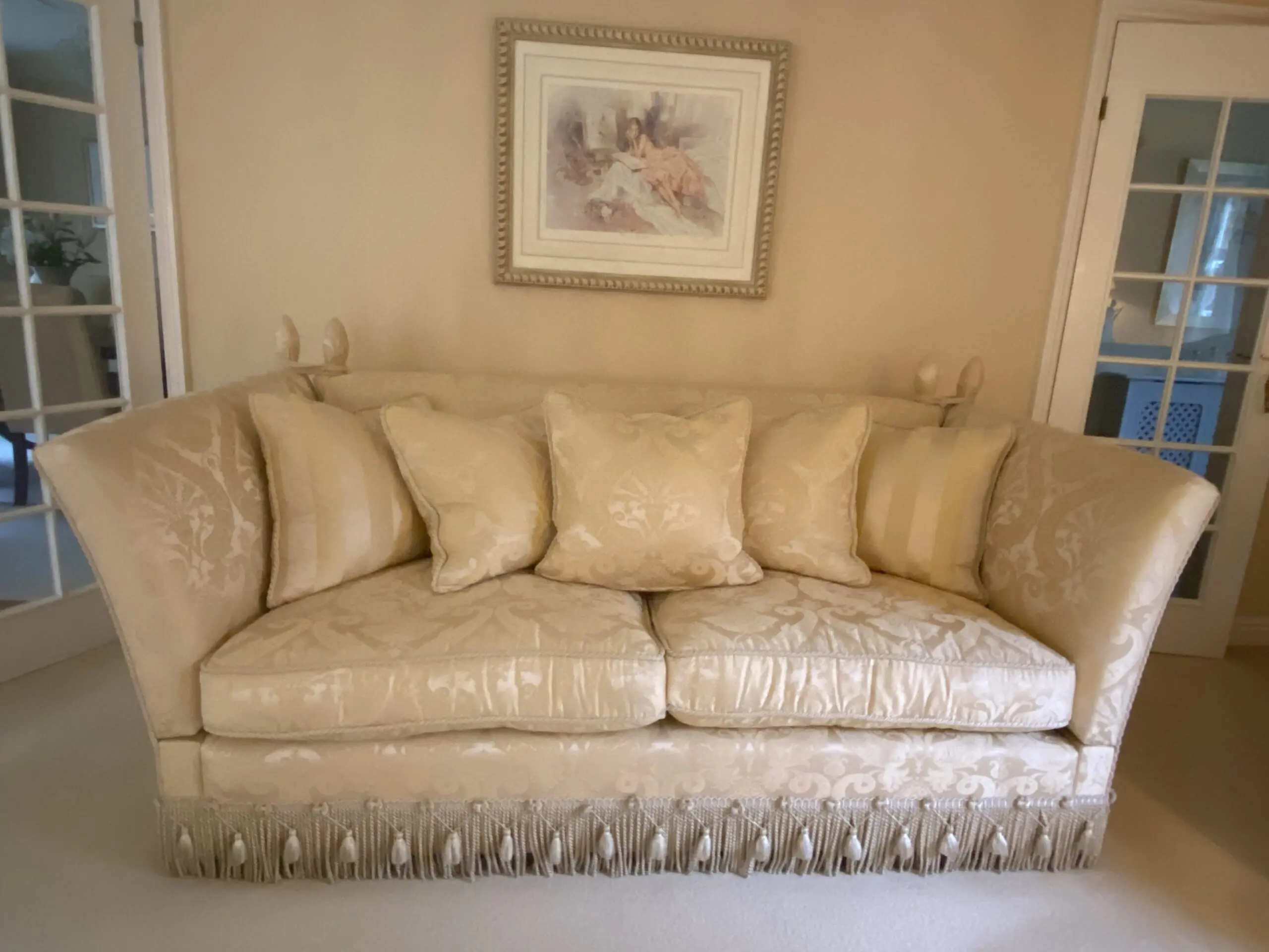 Parker and Farr Luxury Yellow/Beige Silk Sofa Set in Immaculate Condition