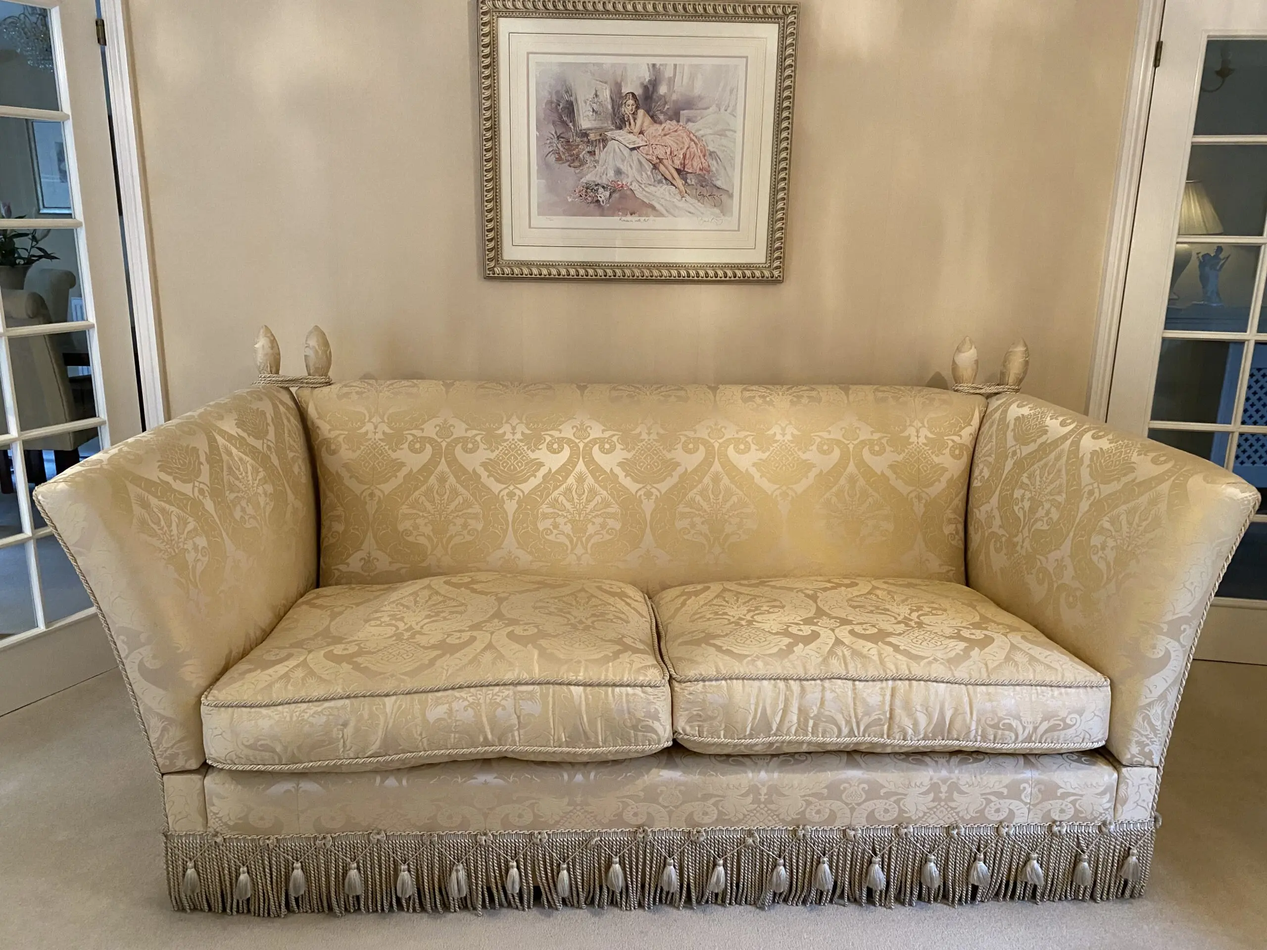 Parker and Farr Luxury Yellow/Beige Silk Sofa Set in Immaculate Condition