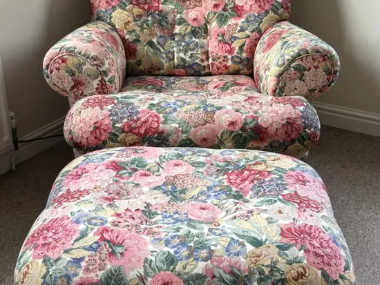 Striking Snuggle-up Armchair & Footstool