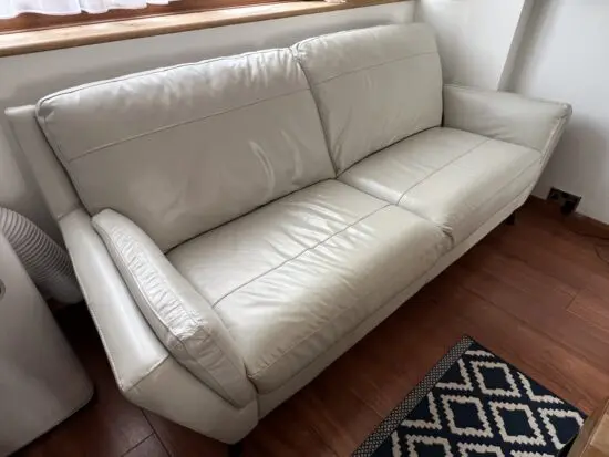 Sofology White Genuine Leather 3-Seater Sofa