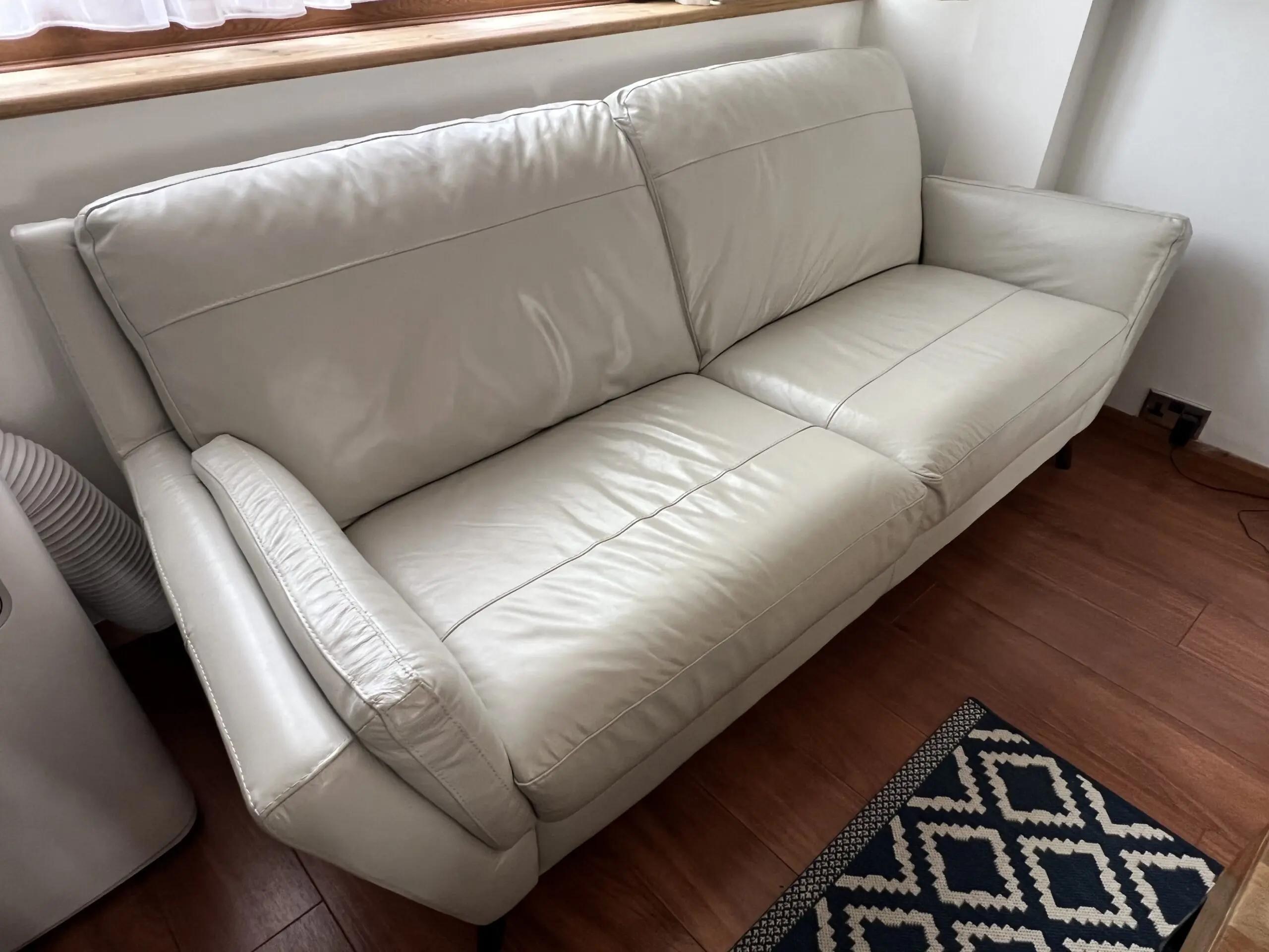 Sofology White Genuine Leather 3-Seater Sofa
