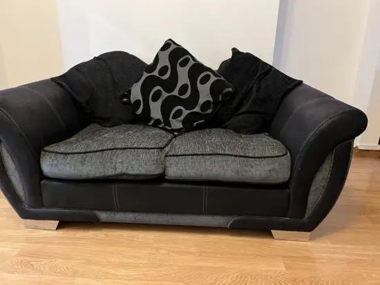 DFS Amelle Pillow Back 2 Seater Sofa in Charcoal Comb