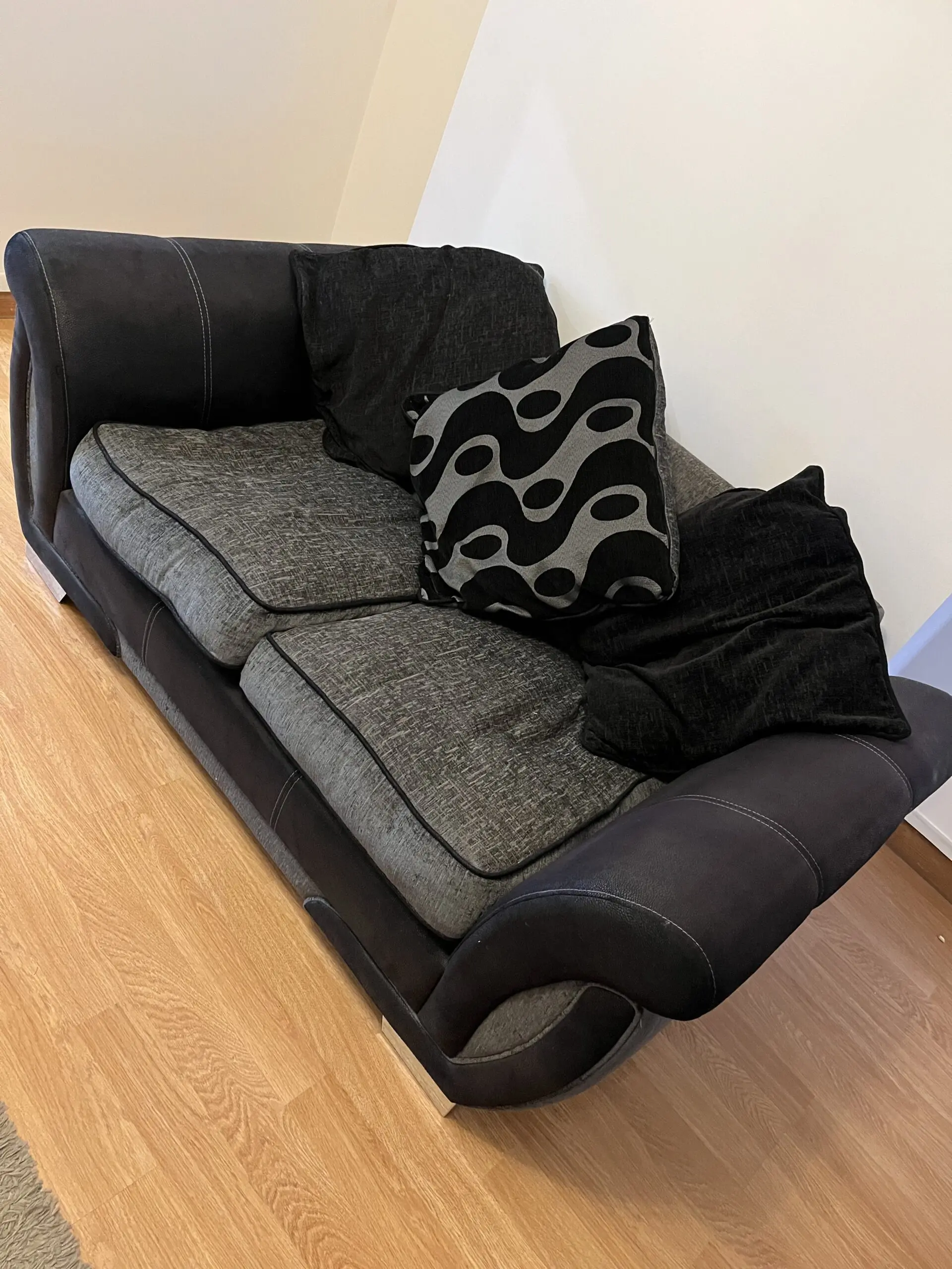 DFS Amelle Pillow Back 2 Seater Sofa in Charcoal Comb