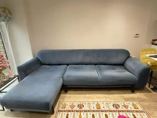 Blue colour big Lshape sofa with back extended