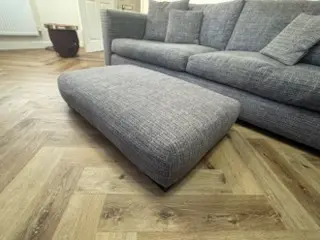 Grey Fabric Sofa Set, Four Seater, Loveseat and Footstool